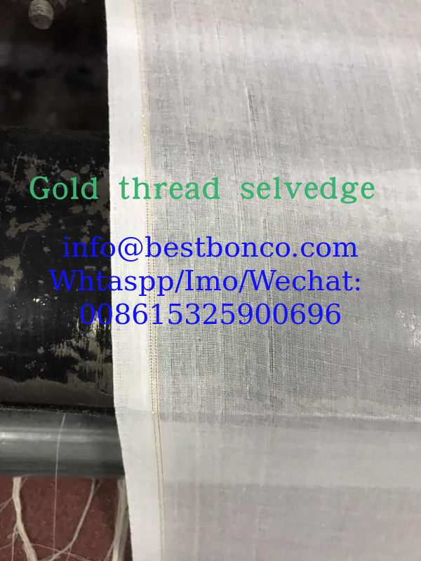 Metallic thread selvedge 100% spun polyester high twisted full voile factory direct sale cheap price high quality