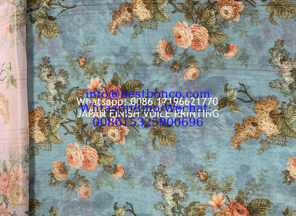 High density super twisted spun polyester voile printing fabric fashion design digital printing screen  صنع في اليابان
