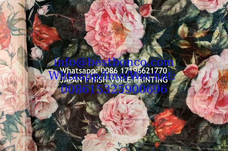 High density super twisted spun polyester voile printing fabric fashion design digital printing screen  صنع في اليابان