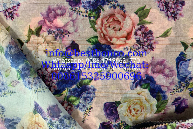 High density super twisted spun polyester voile printing fabric fashion design digital printing screen  صنع في اليابان