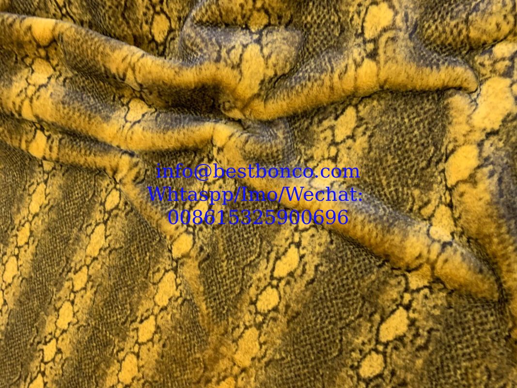 Velboa Printing fabric soft finish with high quality zebra design, snake design, any fashion design finest quality super