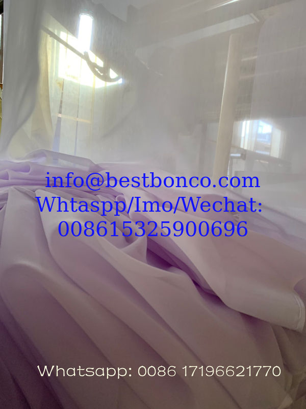5mmSuper Twisted voile 2200 HTP spun polyester voile bluish white color dyeing soft finish with high cool quality 44inch