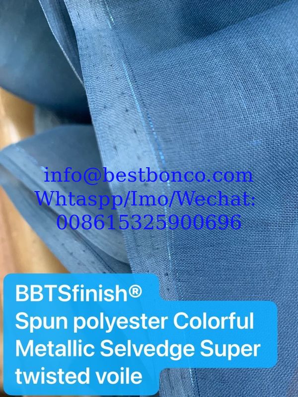 Metallic selvedge Sudan market spun polyester voile fabric  BBTSfinish Brand super quality