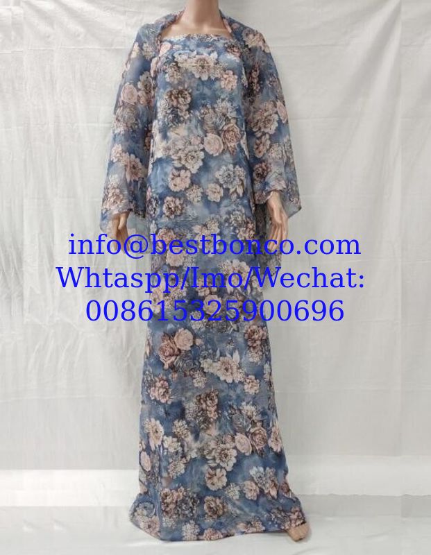 Spun Polyester Voile BBTSfinsh® Brand Body Golden Thread Digital printing Voile Super Full Twisted 58"