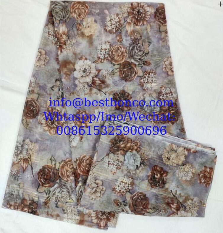 Spun Polyester Voile BBTSfinsh® Brand Body Golden Thread Digital printing Voile Super Full Twisted 58"