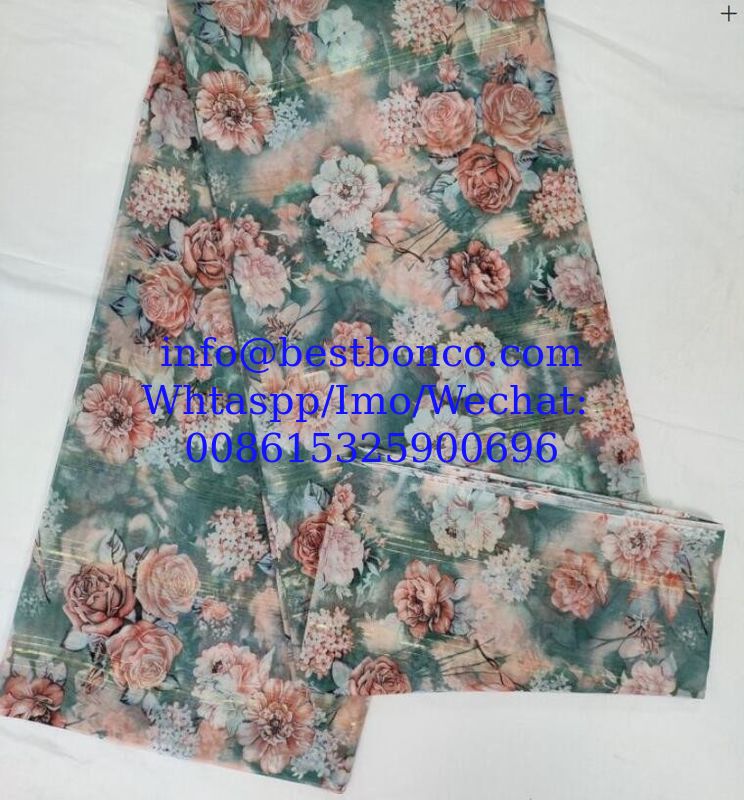 Spun Polyester Voile BBTSfinsh® Brand Body Golden Thread Digital printing Voile Super Full Twisted 58"