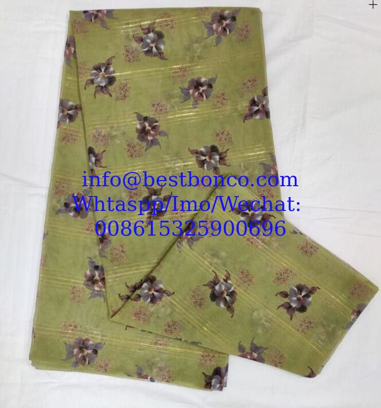 Spun Polyester Voile BBTSfinsh® Brand Body Golden Thread Digital printing Voile Super Full Twisted 58"