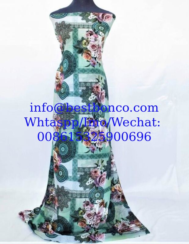 Spun Polyester Voile BBTSfinsh® Brand Body Golden Thread Digital printing Voile Super Full Twisted 58"