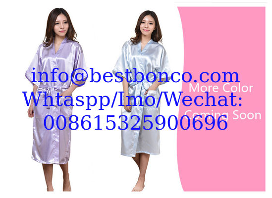 Twisted satin nightgown emulation silk ladies nightgown summer solid color silk long bathrobe Japanese kimono cardigan r